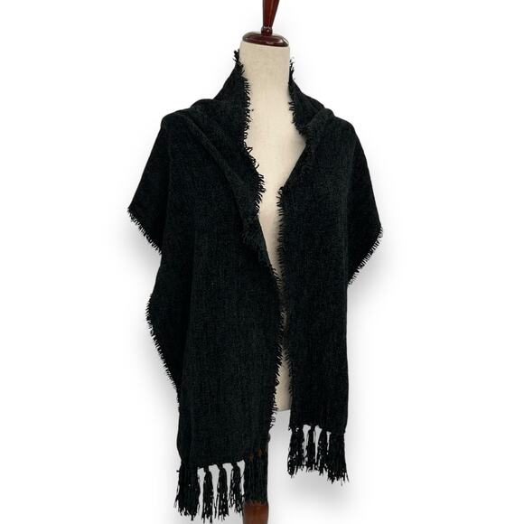 NEW Style & Co Black Chenille Scarf with Fringe Trim Oblong Winter Plaid Neutral - Picture 6 of 16